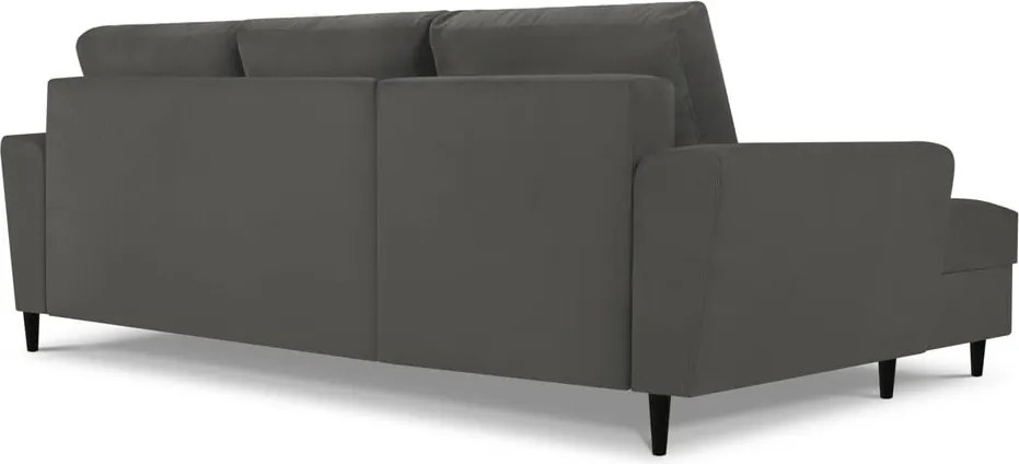 Divano angolare grigio scuro allungabile e con contenitore (con penisola a sinistra/con chaise lounge) con rivestimento in velluto a coste Kyoto – Cosmopolitan Design