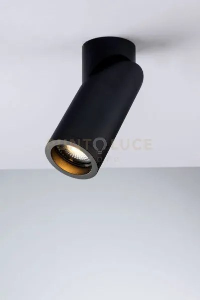 Plafoniera genesis attacco gu10 nera 6x15,5cm orientabile 330° lamp...