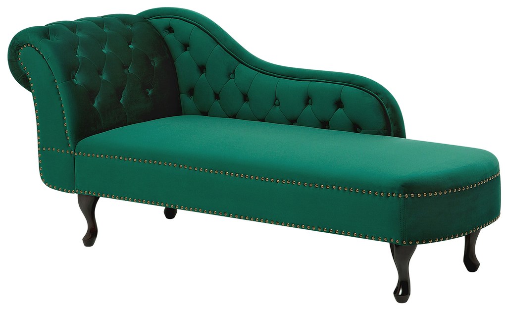 Chaise longue sinistra in velluto verde NIMES Beliani
