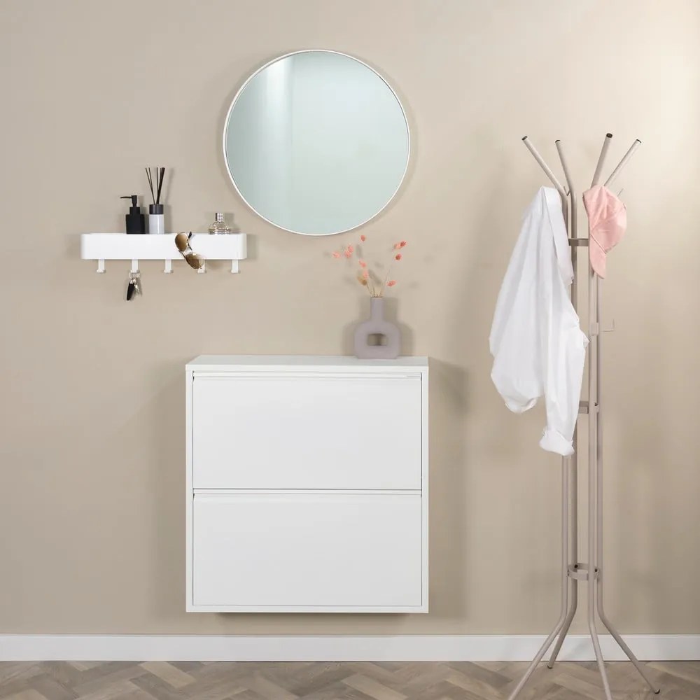 Scarpiera bianca in metallo con ante ribaltabili 75x77,5x22,5 cm Billy – Spinder Design