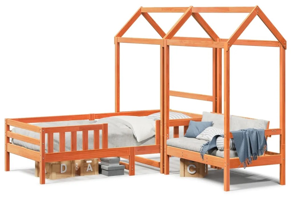 Giroletto Con Panca E Tetto Cera 90x200 Cm Legno Massello Pino /