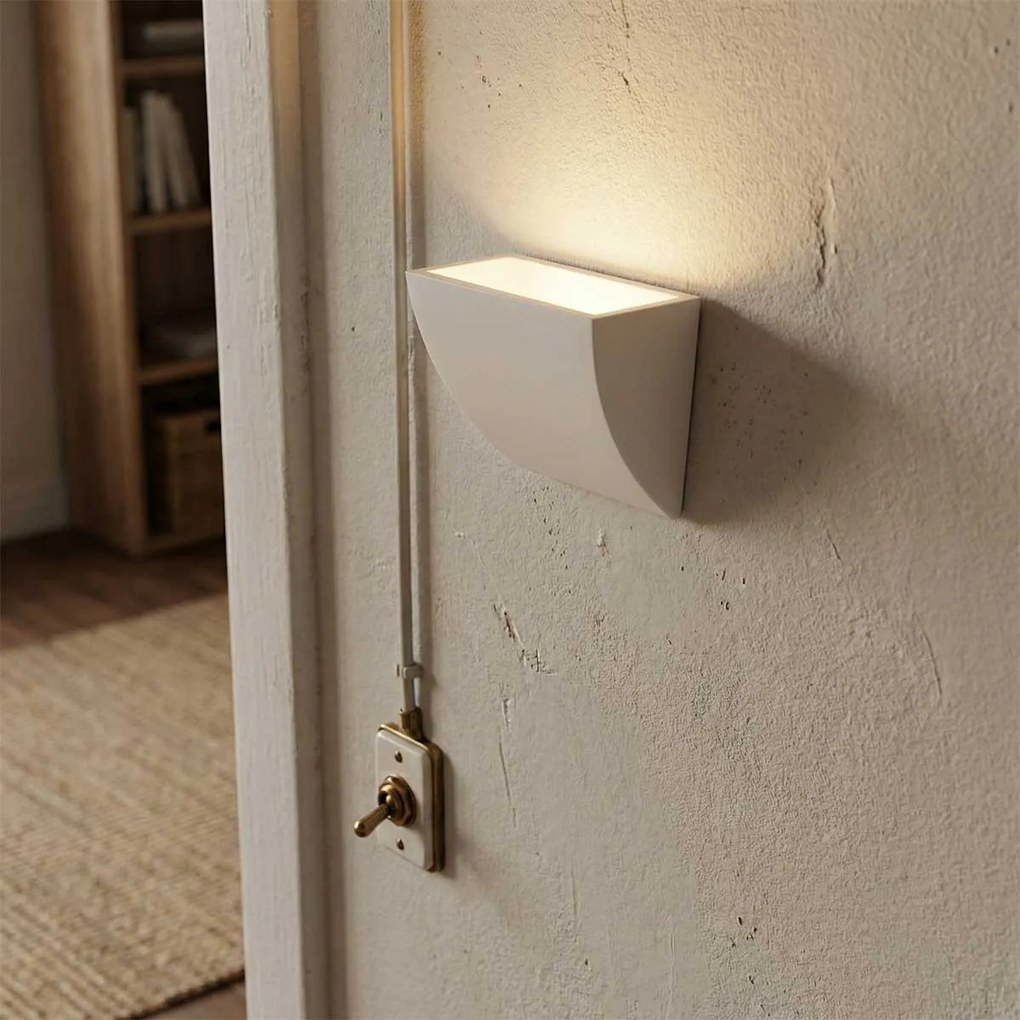 Applique da Parete E14 Curva Luce Indiretta in Gesso Pitturabile