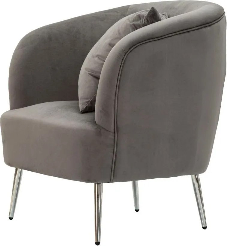 Poltrona grigia con poggioli/con gambe con rivestimento in velluto Silvery – Mauro Ferretti