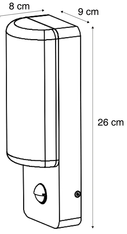 Applique da esterno nera con sensore di movimento e LED inclusi - Shift