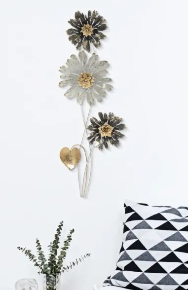 Pannello decorativo in ferro con designa fiori 35x5,5x88 cm Simply