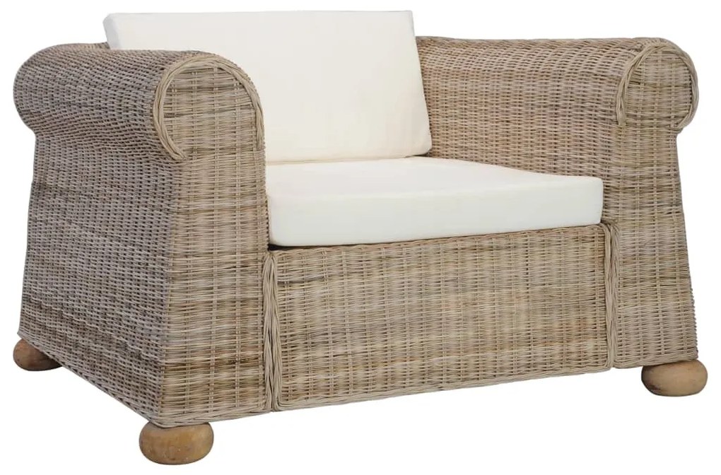 Set di divani 2 pz con cuscini in rattan naturale