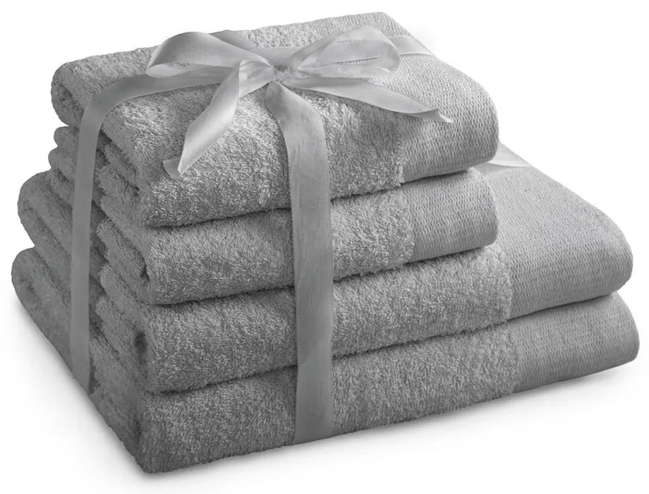 Set di asciugamani per viso e corpo tipo terry grigi in cotone 4 pz Amari – Restilo