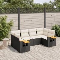 Set Divano da Giardino 6 pz con Cuscini Nero in Polyrattancod mxl 90379