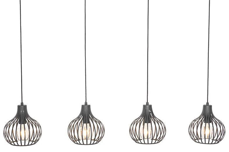 Lampada a sospensione smart nera a 4 luci incl. 4 Wifi G95 - Saffira