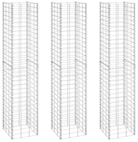 Fioriere Rialzate a Gabbione 3 pz 30x30x150 cm in Ferro