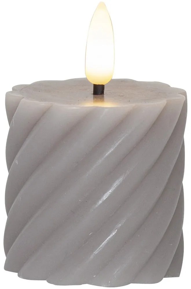 Set di 2 candele LED in cera grigia, altezza 7,5 cm Flamme Swirl - Star Trading