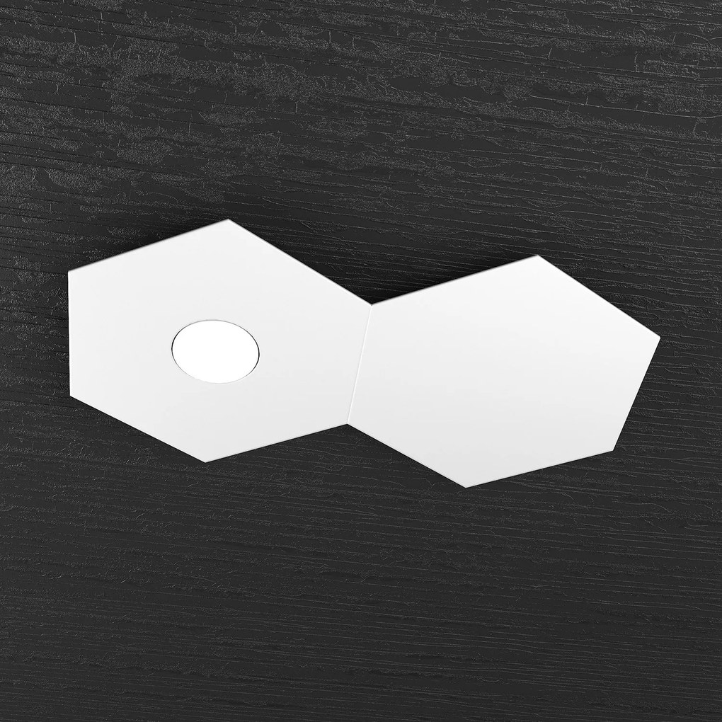 Plafoniera Industrial-Minimal 2 Moduli Hexagon Metallo Bianco 1 Luce Led 12W