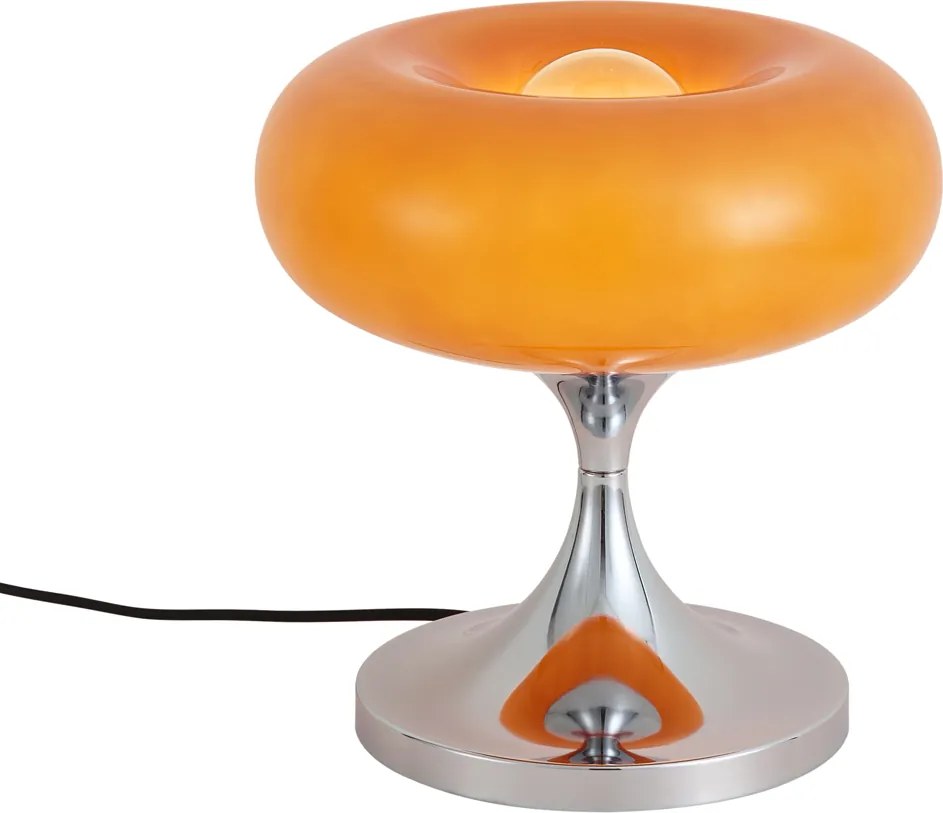 Lampada da tavolo retrò cromata con paralume in vetro arancione 31 cm - Glaze
