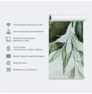 Carta da parati - Home herbarium - subtle floral motif with flowers in watercolour style Lavabile 250x175