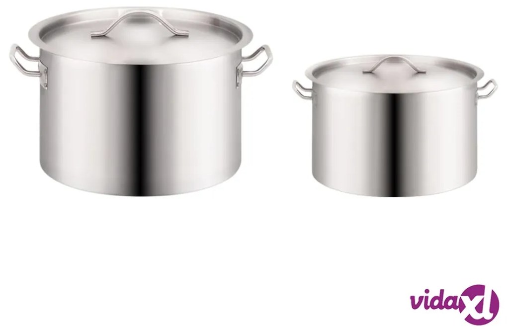 vidaXL Set di Pentole 2 pz 44/24 L in Acciaio Inossidabile