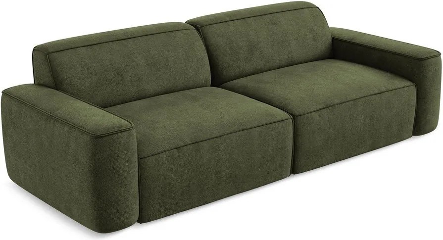 Divano verde con rivestimento in ciniglia 244 cm Omao – Makamii