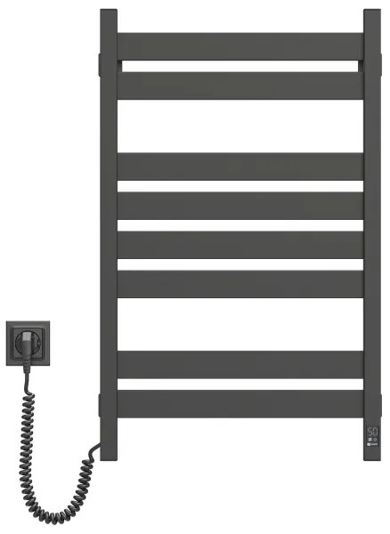 Scaldasalviette da bagno a scala con termostato LARGO, 432 W / 230 V, 80,6 cm, IP44, nero, lato sinistro