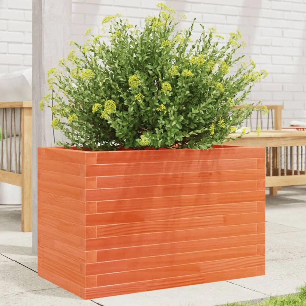 Fioriera Giardino Marrone Cera 70x40x45,5cm Legno Massello Pino /