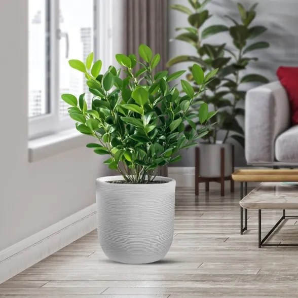 Vaso in resina da esterno interno cilindro d.35x34h Raffaello Bianco