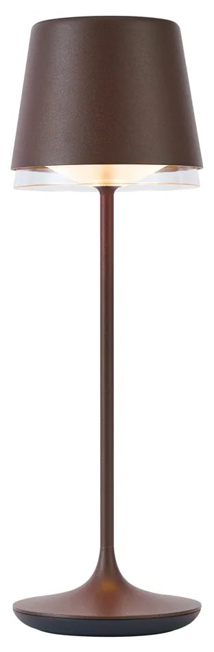 Lampada da tavolo marrone ruggine con LED IP65 ricaricabile con stazione di ricarica - Bass