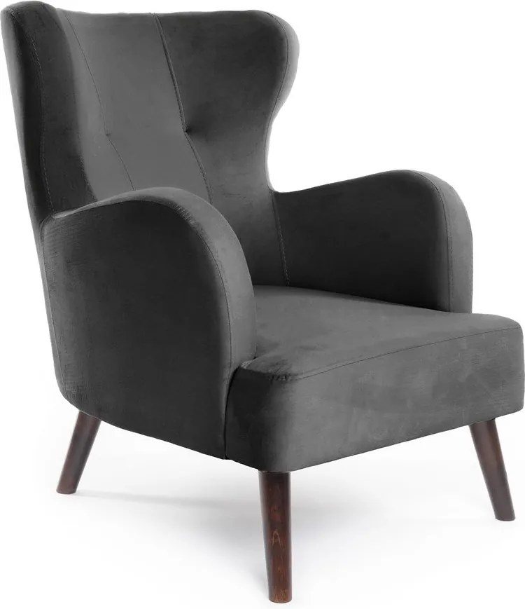 Poltrona in velluto grigio scuro Noemye - Bonami Essentials