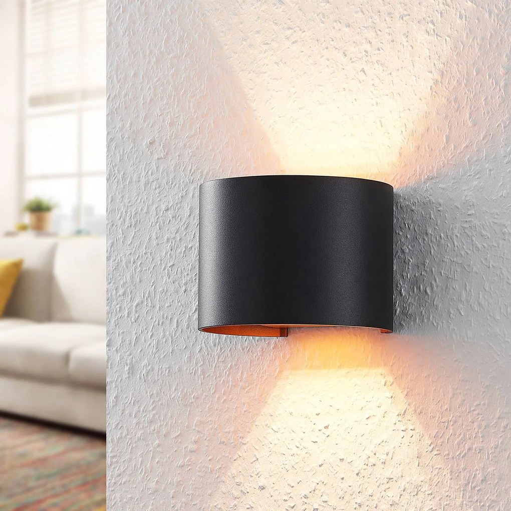 Applique da parete Zuzana Arcchio, dimmerabile, Nero, Soggiorno / Sala da pranzo, Alluminio, Moderno, Applique