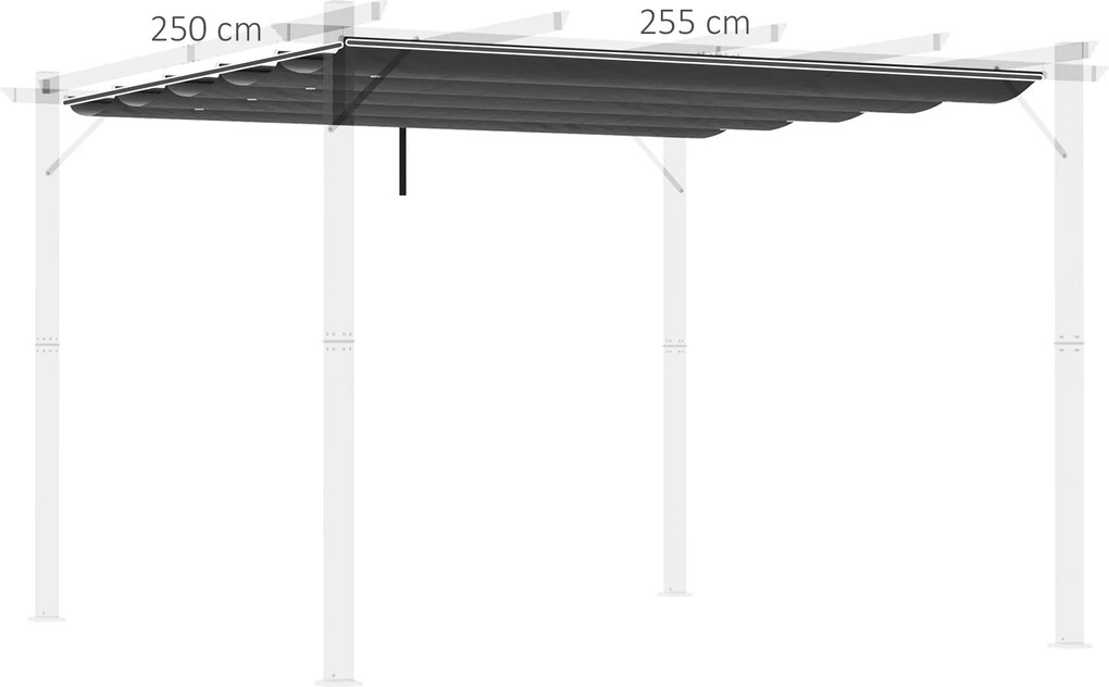 Telo di Ricambio per Pergola da Giardino 3x3m in Poliestere Grigio Scuro...