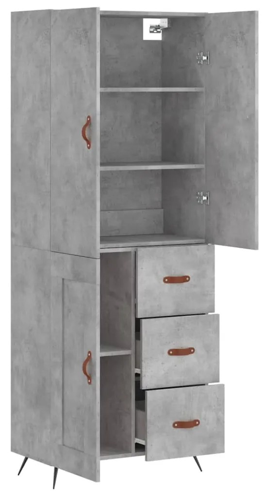 Credenza grigio cemento 69,5x34x180 cm in legno multistrato