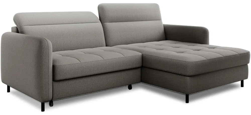 Divano angolare grigio allungabile/con contenitore (con penisola a destra/con chaise lounge) e rivestimento in velluto Gomsi – ELTAP