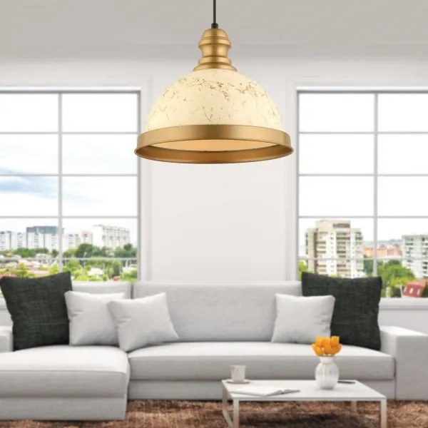 Sospensione a cavo MONZA 1xE27/40W/230V Ø 29 cm crema/bronzo