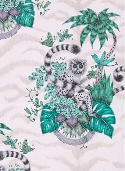 Clarke & Clarke Carta da parati Lemur - Pink
