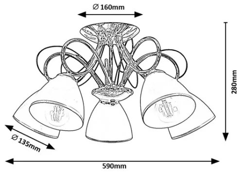 Brilagi - Lampadario a plafone FRED 5xE27/60W/230V Ø 59 cm cromo lucido