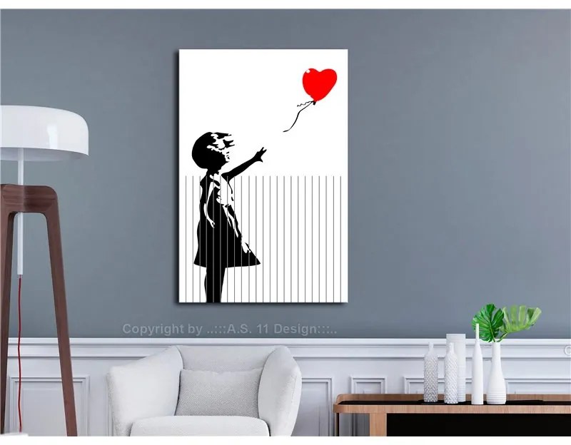 Quadro Cut Banksy (1 Part) Vertical  Colore Rosso, Dimensioni e Misure 40x60