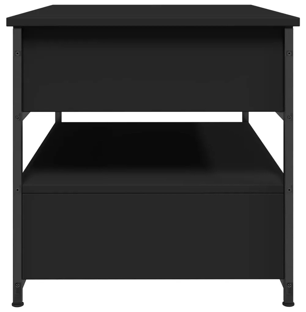 Tavolino da Salotto Nero 70x50x50cm Legno Multistrato Metallo