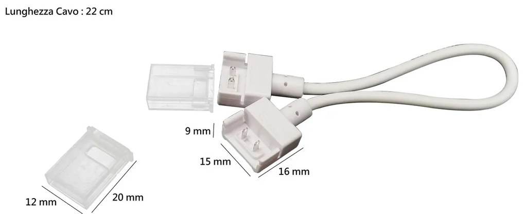 Cavo 2 Connettori Rapidi per Striscia 220V senza Raddrizzatore (Cf. 2pz)