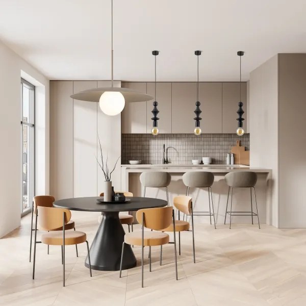 Lampadario a sospensione con filo SLATE 1xE27/15W/230V diametro 65 cm beige