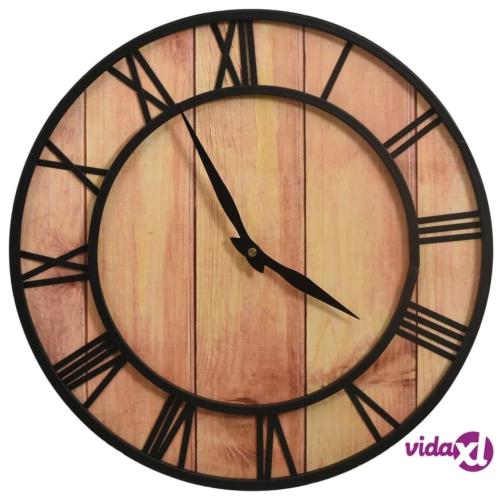 vidaXL Orologio da Parete 39 cm Marrone e Nero in MDF e Ferro
