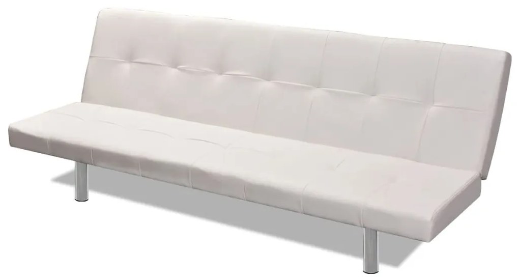 Divano letto con 2 cuscini similpelle regolabile bianco crema