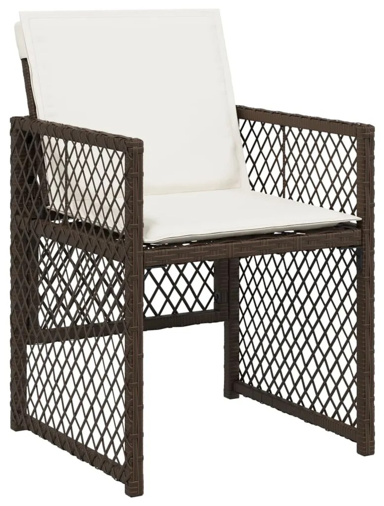 Set da pranzo da giardino 11 pz con cuscini polyrattan marrone