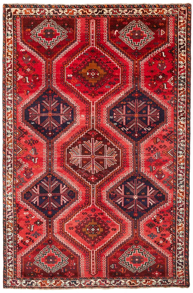 Shiraz Tappeto 240x160 Rosso (Iran) Annodato A Mano