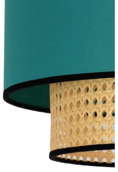 Duolla - Lampadario a sospensione con filo BOHO 1xE27/15W/230V diametro 45 cm turchese/rattan