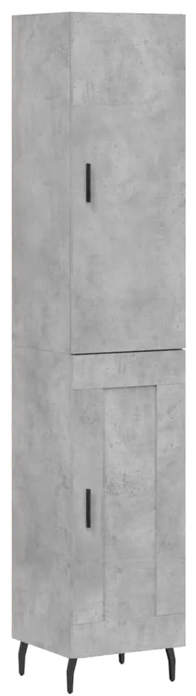 Credenza grigio cemento 34,5x34x180 cm in legno multistrato