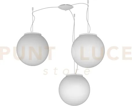 Mars sospensione spostabile vetro bianco d.30 cm 3 luci attacco e27