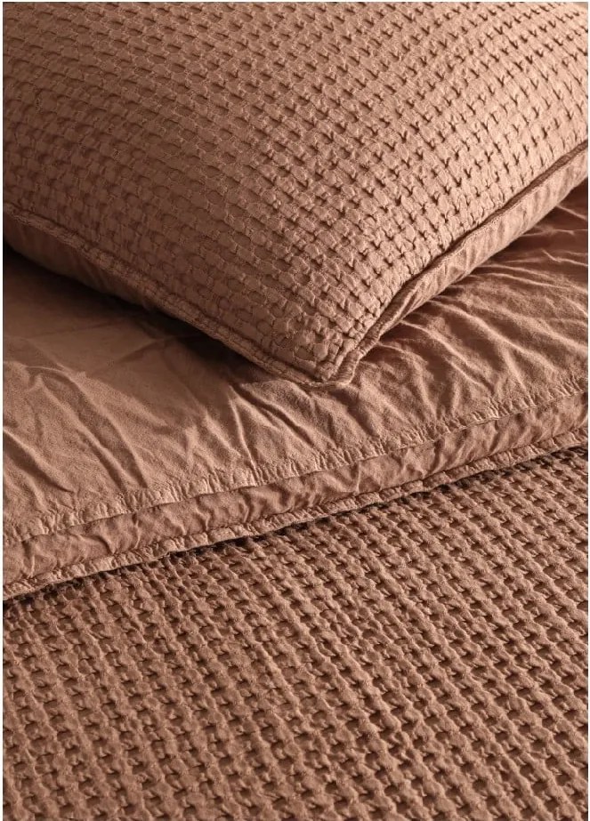 Set copripiumino e federa marrone in cotone renforcé per letto singolo 140x200 cm Waffle Striped – Mila Home Luxury