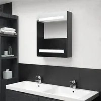 Armadietto Bagno con Specchio e LED Grigio Lucido 50x14x60 cm cod mxl 70486