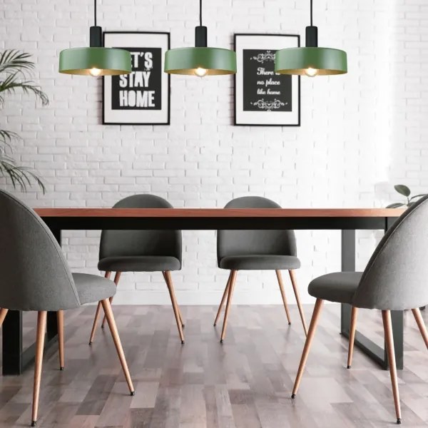 Lampadario a sospensione con filo HAKI 3xE27/60W/230V verde/nero
