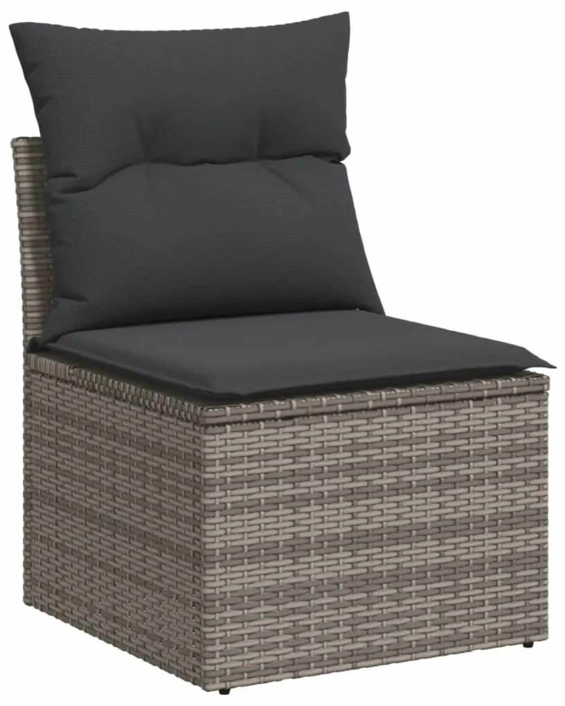 Set divano da giardino 9 pz con cuscini grigio in polyrattan