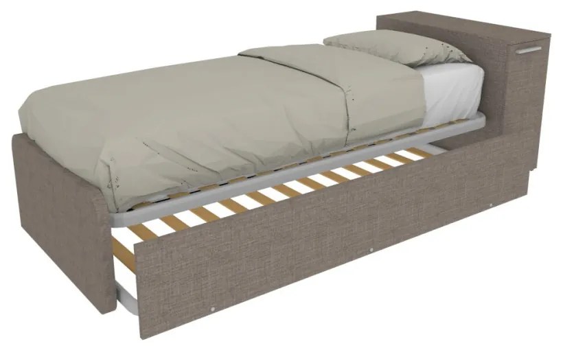 964RK - Letto cameretta 80x190 singolo con elemento contenitore in testata e secondo letto estraibile