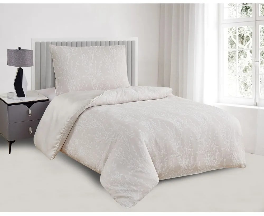 Biancheria da letto singola jacquard beige 140x200 cm Boston - My House