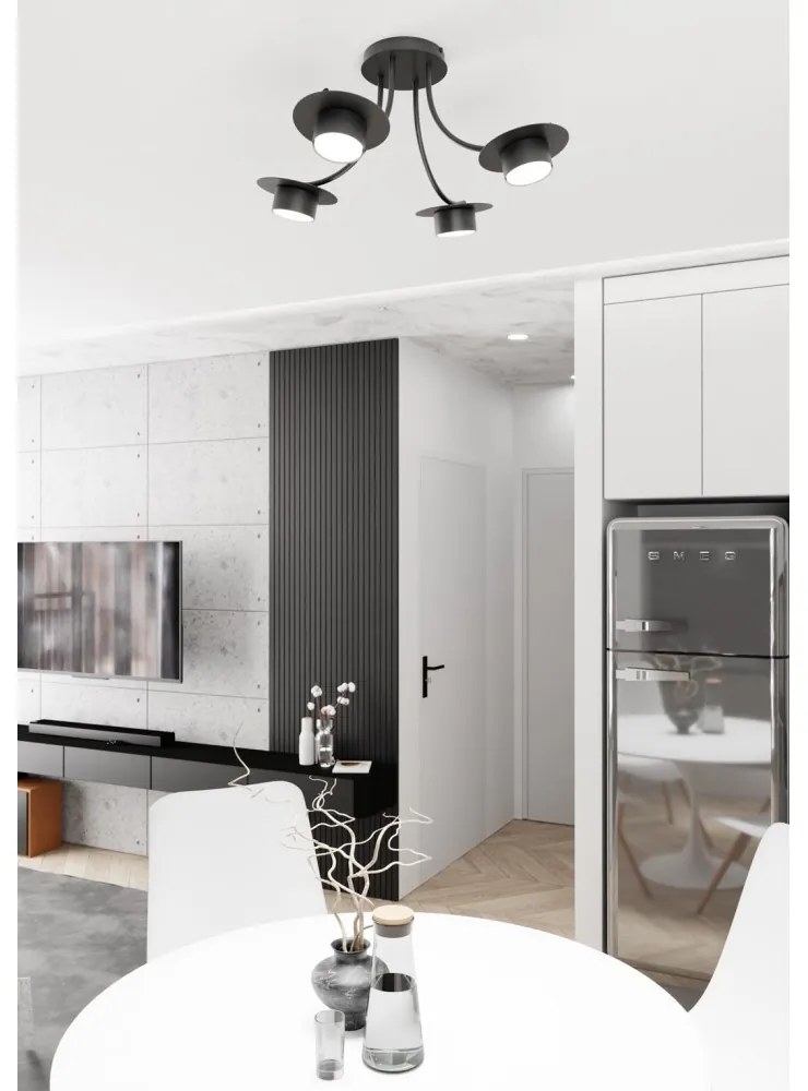 Lampada a soffitto in acciaio ENSO 4 nero da interno 4xGX53 Colore del corpo Nero
